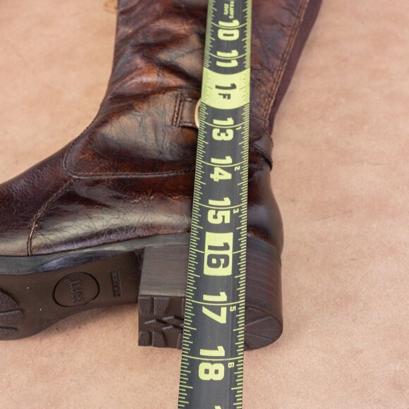 Born Wmn Gibb Distress Brown Leather Wide Calf Riding Equestrian Knee Boots sz 8 - Picture 8 of 10